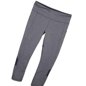 Lululemon Speed Up Crop Leggings Heathered Gray Black Luxtreme Pockets LW6ACIST